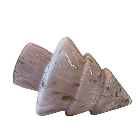 Hand Blown Art Glass CHRISTMAS TREE 9.5in Pastel Pink & White Marbled New - Picture 12 of 15